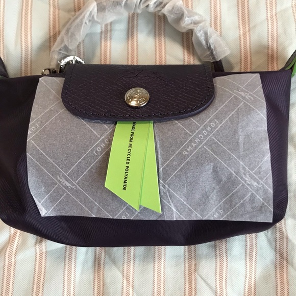 Longchamp Handbags - Longchamp Small Tote in Purple with Lime Accent